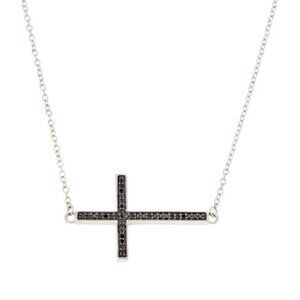 Zales Genuine Black Diamond Sideways Cross Necklace